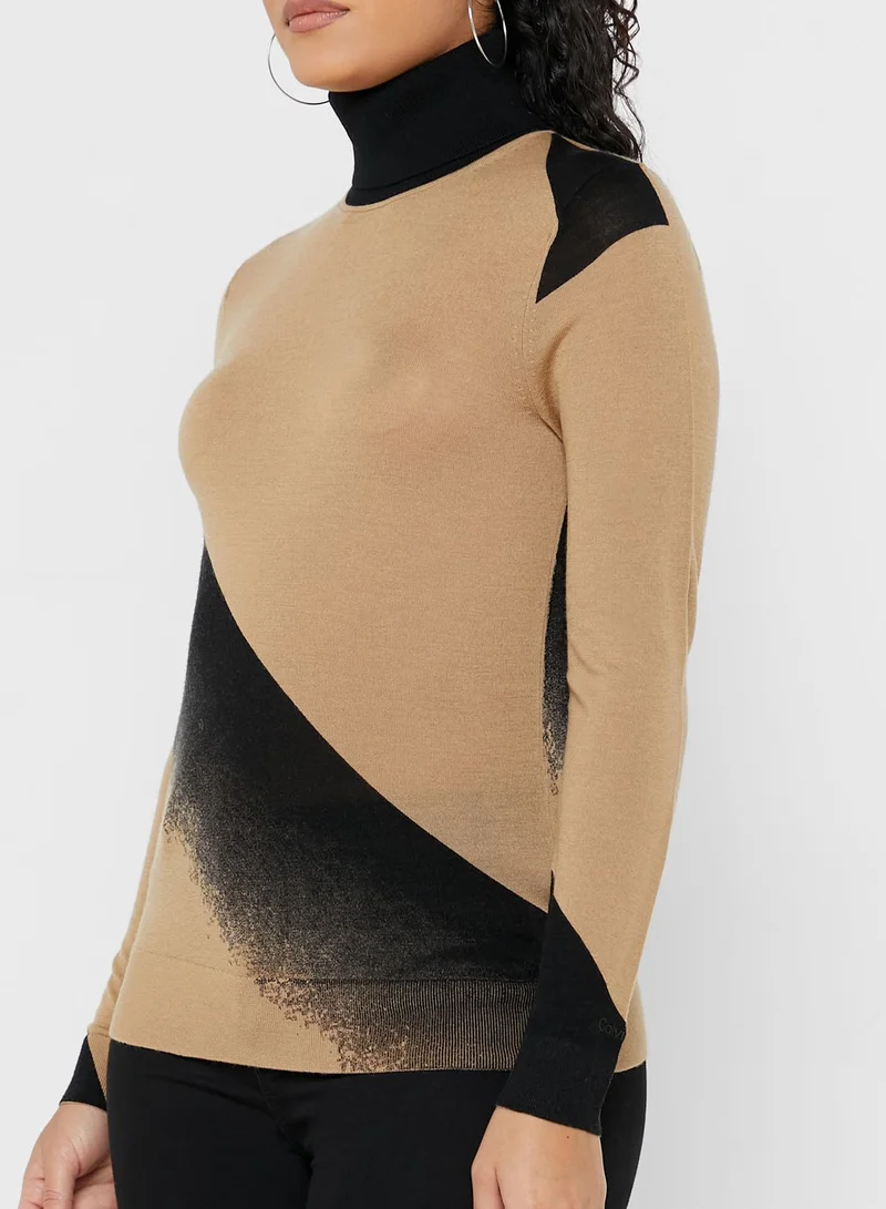 CALVIN KLEIN High Neck Contrast Detail Sweater