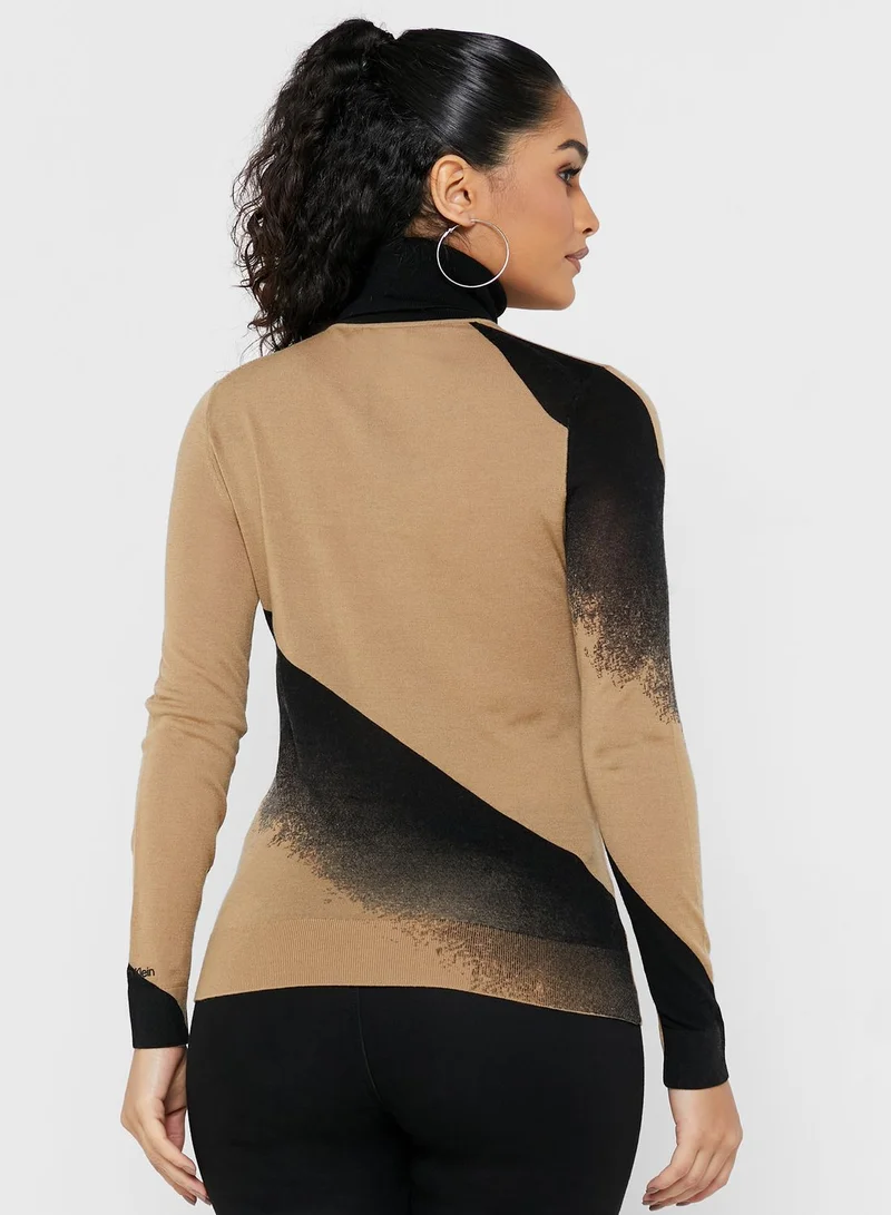CALVIN KLEIN High Neck Contrast Detail Sweater