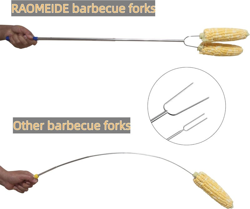 RAOMEIDE 32" Heavy Duty Hot Dog Roasting Sticks for Campfire, Smores Sticks for Fire Pit Long, Marshmallows Skewers (6 Pack) - Image 3