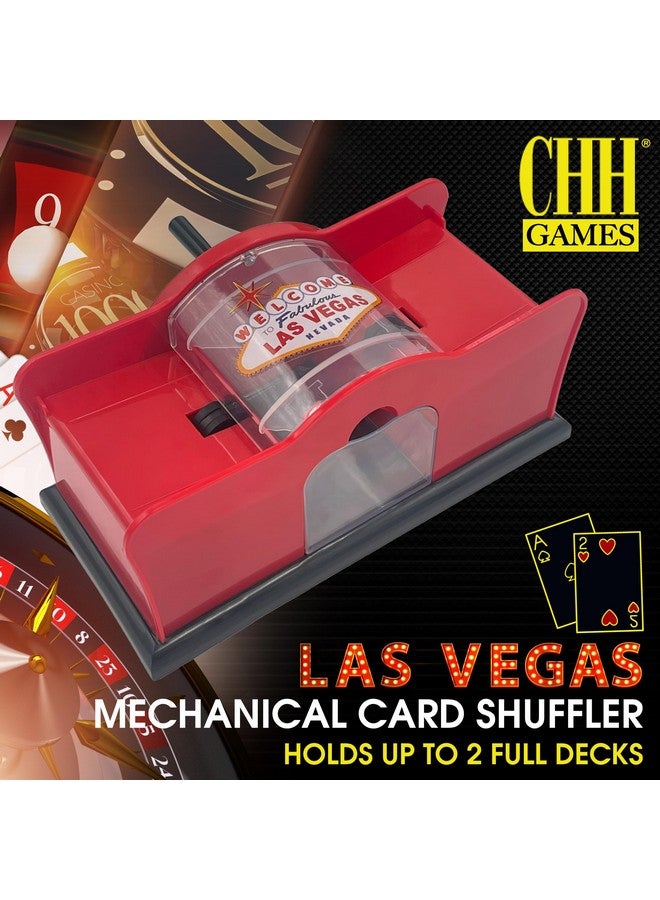 CHH 2 Deck Hand Crank "Welcome To Las Vegas" Card Shuffler, Red & Black - Image 2