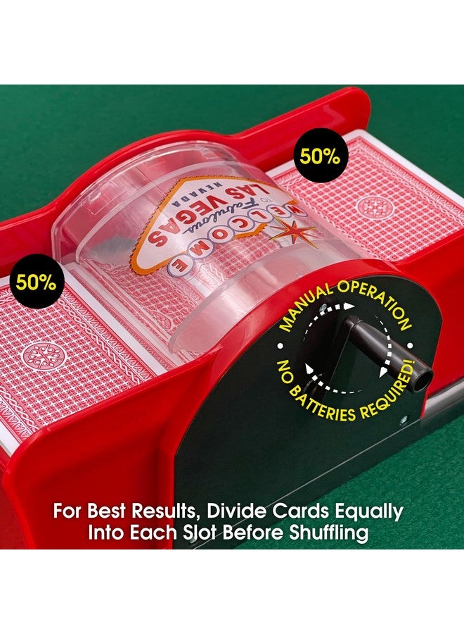 CHH 2 Deck Hand Crank "Welcome To Las Vegas" Card Shuffler, Red & Black - Image 3