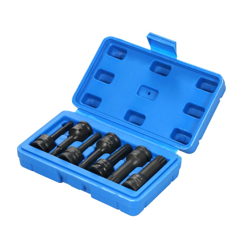 3/8 Inch Impact Socket Set: 7 Metric Sizes - 12 Point Design Cr-Mo Steel Impact Socket Set for Heavy-Duty Automotive Repair, Electrical Application - Image 1