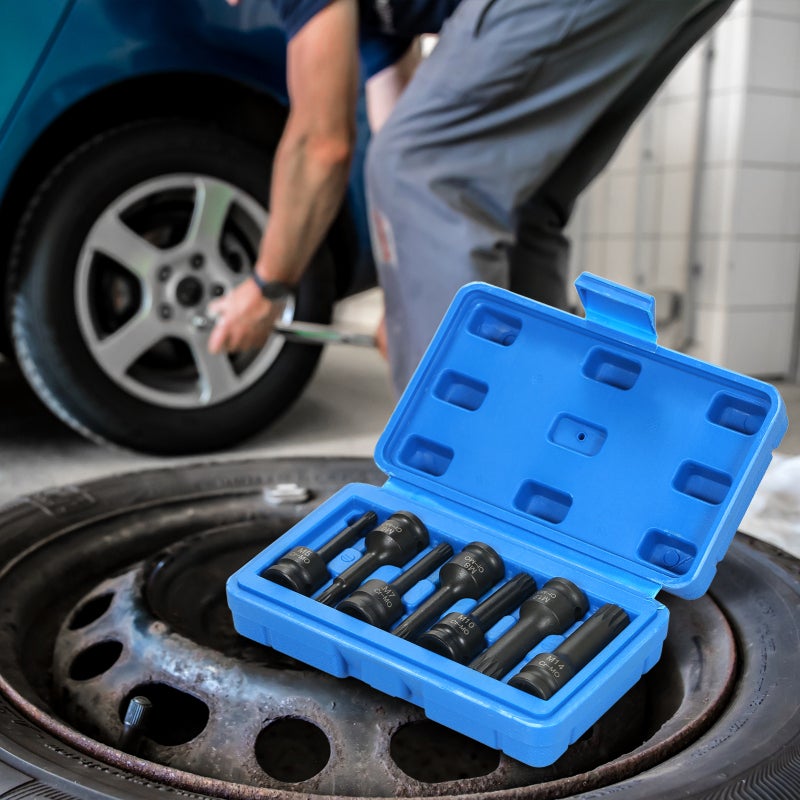 3/8 Inch Impact Socket Set: 7 Metric Sizes - 12 Point Design Cr-Mo Steel Impact Socket Set for Heavy-Duty Automotive Repair, Electrical Application - Image 5