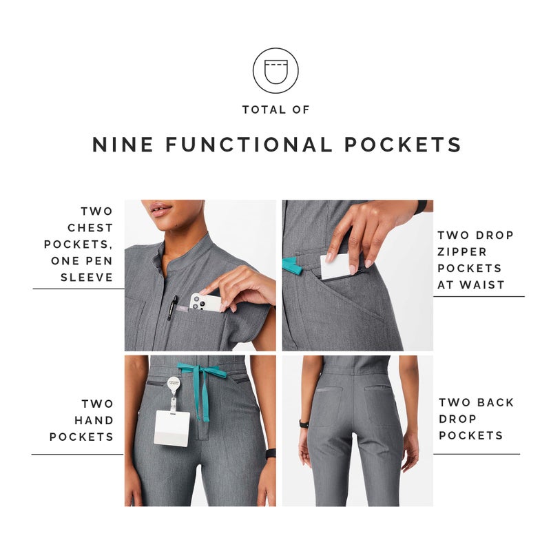 FIGS Women's Rafaela Cargo Jogger Scrubjumpsuit - Graphite M - Image 4