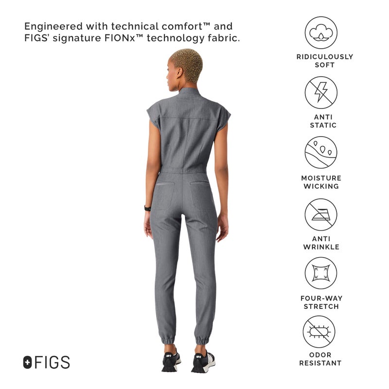 FIGS Women's Rafaela Cargo Jogger Scrubjumpsuit - Graphite M - Image 3