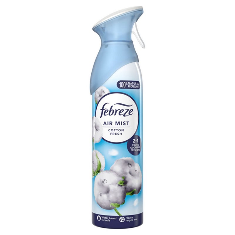 Febreze Air Freshener Spray 185ml – Cotton Fresh Scent for Long-Lasting Odor Elimination & Home Freshness - Image 1