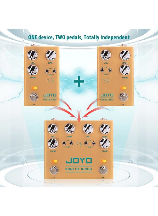 JOYO Dual Crunch Pure Analog Circuit Overdrive Effect Pedal with Independent Clipping for Electric Guitar - True Bypass (King of Kings R-20) - Image 2