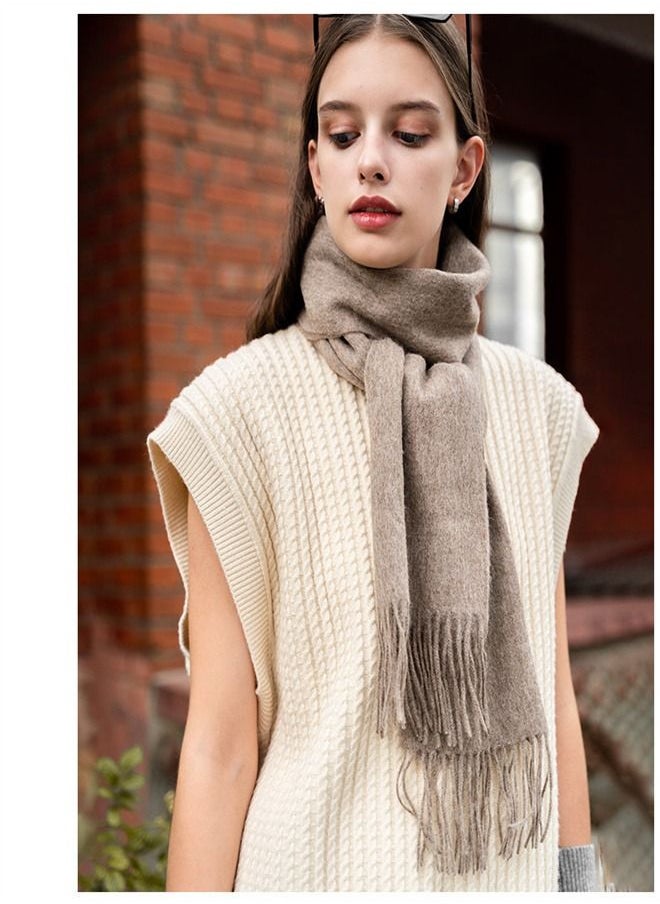 Loquat Solid Color Soft And Comfortable Wool Scarf  - Image 1
