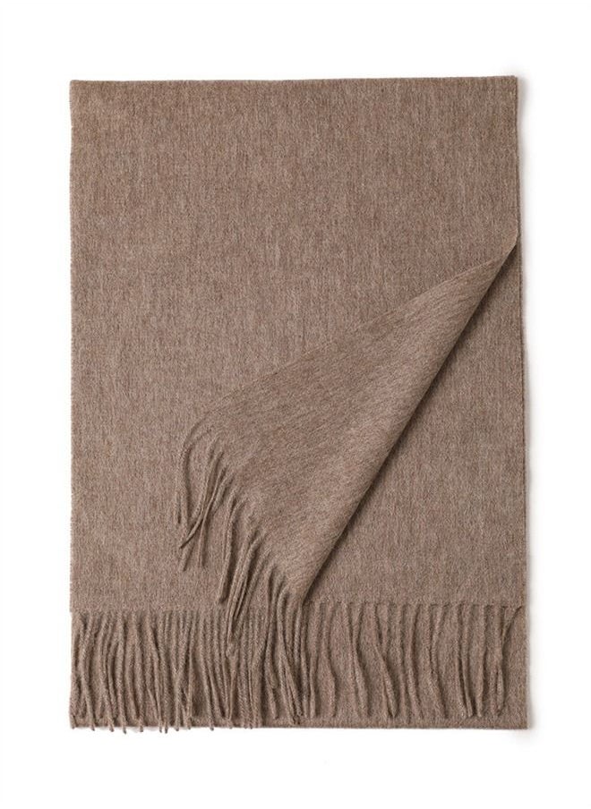 Loquat Solid Color Soft And Comfortable Wool Scarf  - Image 2