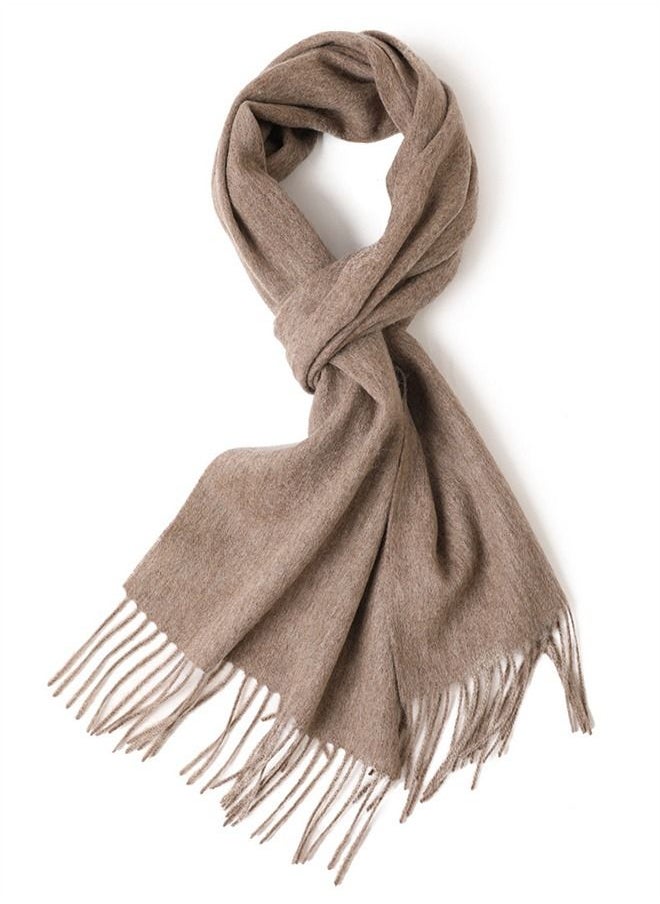 Loquat Solid Color Soft And Comfortable Wool Scarf  - Image 3