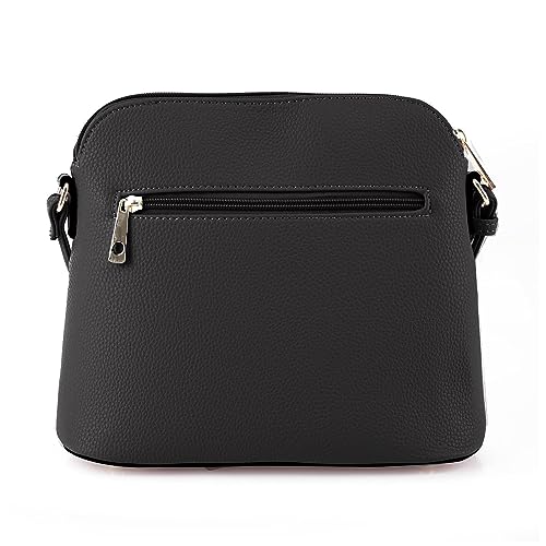SG SUGU Lunar Lightweight Medium Dome Crossbody Bag Shoulder Bag with Double Tassels | Zipper Pocket | Adjustable Strap|Black - Image 4