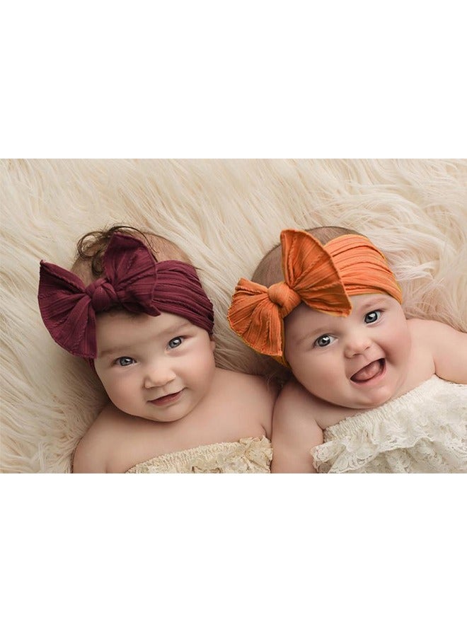 ربطة رأس نايلون الطفل الممددة، ربطة رأس قوس النمط الملتوي، ربطة رأس خيالية، مناسبة للأطفال من عمر صفر إلى 3 سنوات (برغندي وبرتقالي) - Image 2