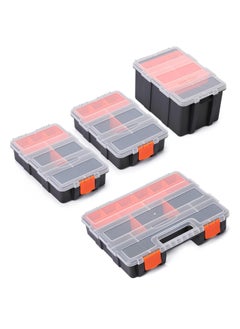 SEVIA Sevia Hardware Parts Organizers 4 Piece Versatile And Durable Storage Toolbox for Bolts Screws Nails Nuts and Small Hardware BlackOrange  - Image 1