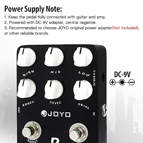 JOYO Metal Distortion Pedal with 3 Band EQ and Low-Mid-High Gain Boost for Electric Guitar Effect - Bypass (Extreme Metal JF-17) - Image 5