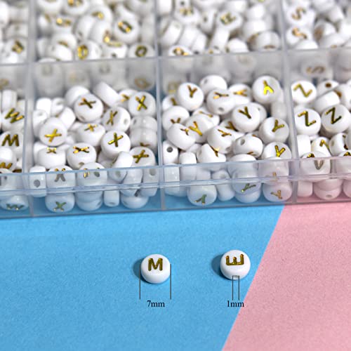 Melius Acrylic Gold Letter Beads, 1450 Pcs 4x7mm Round Alphabet Beads in 28 Grid Box for Jewelry Making, DIY Bracelets, Necklaces, Key Chains, Bracelets - Image 2