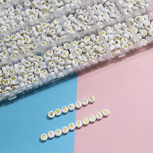 Melius Acrylic Gold Letter Beads, 1450 Pcs 4x7mm Round Alphabet Beads in 28 Grid Box for Jewelry Making, DIY Bracelets, Necklaces, Key Chains, Bracelets - Image 3