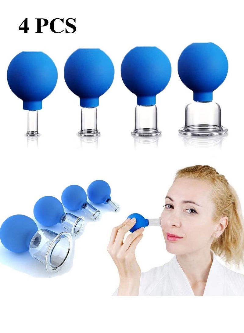 OMEVE 4 PCS Glass Facial Cupping Set, A Kit For Anti Cellulite, Anti Wrinkle and Instantly Ageless Skin for Eyes, Face and Body - Image 1