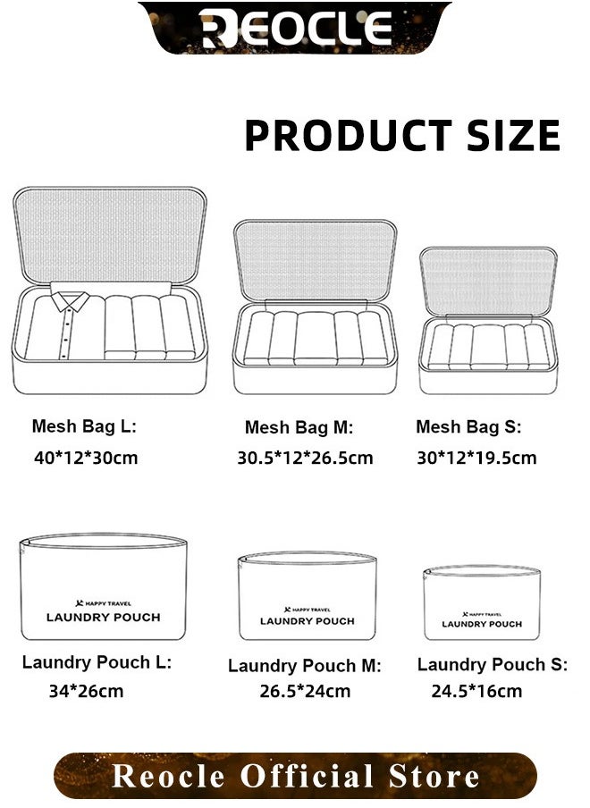 REOCLE - 6pcs Clothes Storage Bags Packing Cube Travel Luggage Organizer Pouch Set Travel Multi-functional Clothing Sorting Packages - Image 1