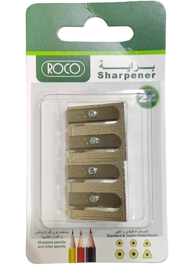 ROCO Sharpener Pack Of 2 For Pencils And Color Pencils Standard And Jumbo Sized Pencil 6 8Mm And 9 12Mm Diameter - Image 1