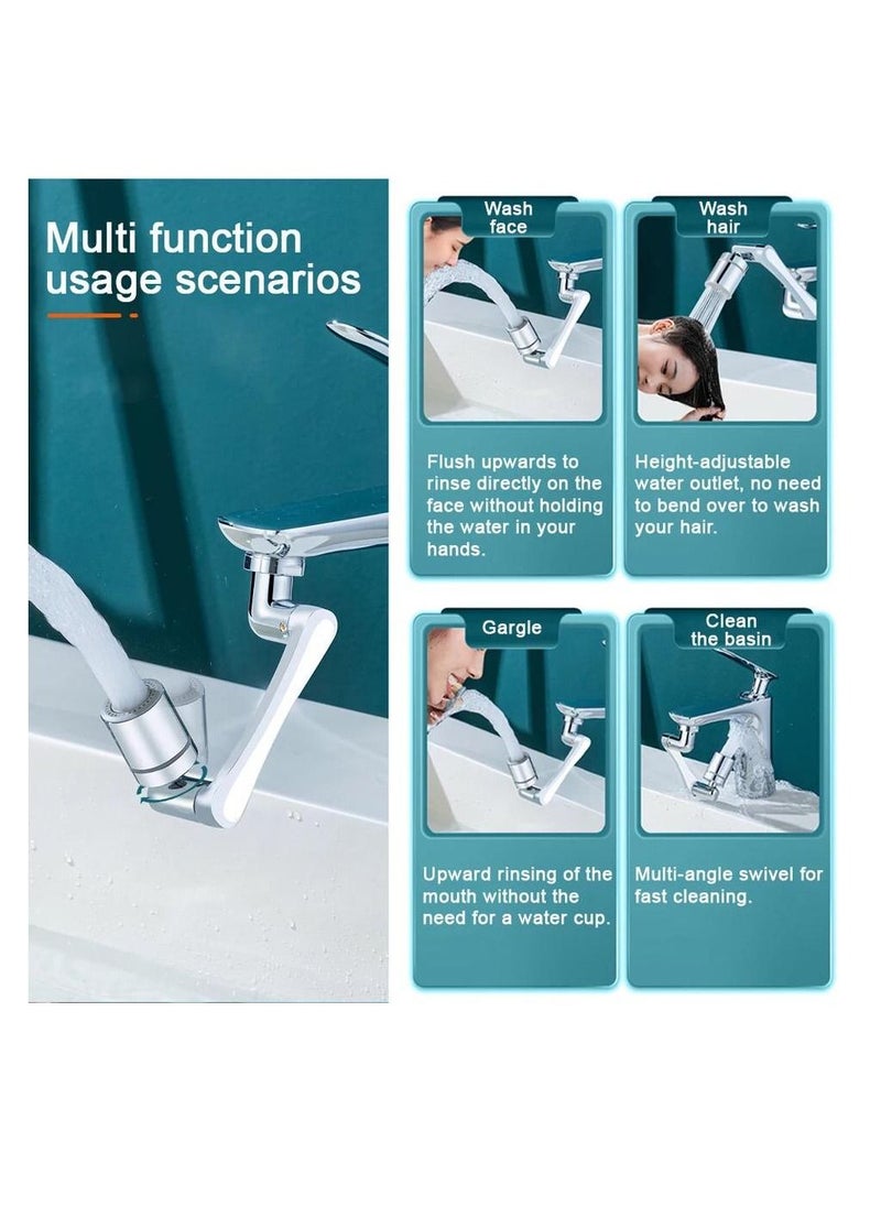 Generic - Universal 1080 Degree Rotating Faucet Extender Large Angle Adjustment Rotating Robotic Arm Water Nozzle Faucet Aerator Kitchen Tap Splash Filter Faucet Bubbler for Eyewash Gargle With 2 Water Outlet M - Image 1