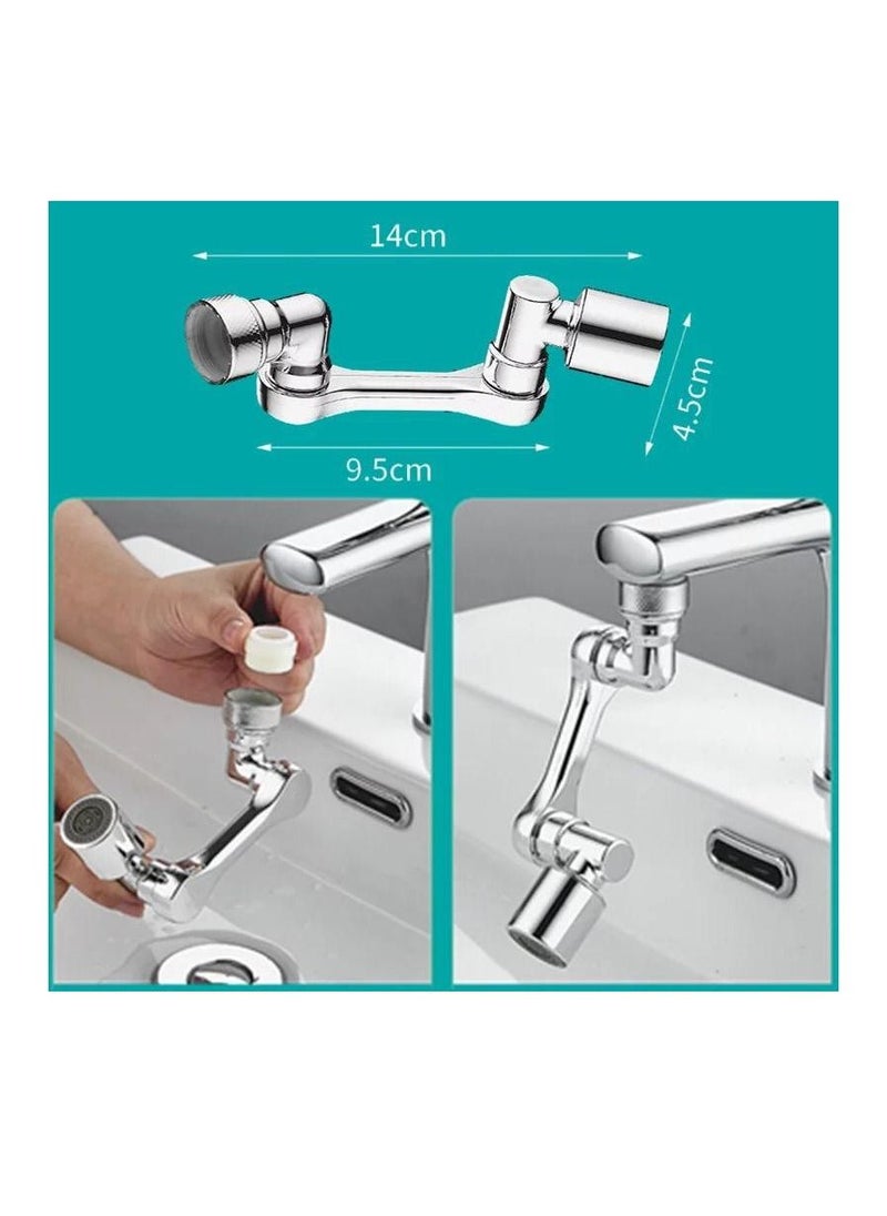 Generic - Universal 1080 Degree Rotating Faucet Extender Large Angle Adjustment Rotating Robotic Arm Water Nozzle Faucet Aerator Kitchen Tap Splash Filter Faucet Bubbler for Eyewash Gargle With 2 Water Outlet M - Image 1