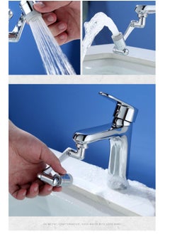 Universal 1080 Degree Rotating Faucet Extender Large Angle Adjustment Rotating Robotic Arm Water Nozzle Faucet Aerator Kitchen Tap Splash Filter Faucet Bubbler for Eyewash Gargle With 2 Water Outlet M