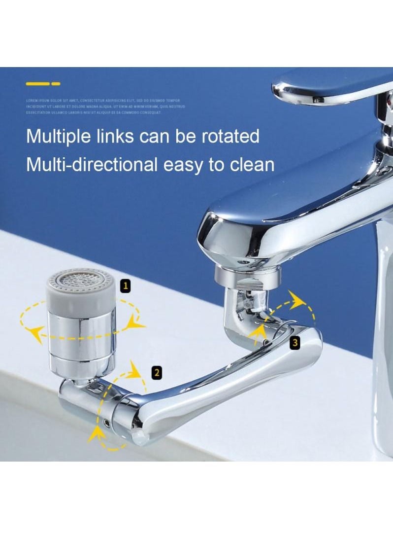Generic - Universal 1080 Degree Rotating Faucet Extender Large Angle Adjustment Rotating Robotic Arm Water Nozzle Faucet Aerator Kitchen Tap Splash Filter Faucet Bubbler for Eyewash Gargle With 2 Water Outlet M - Image 1