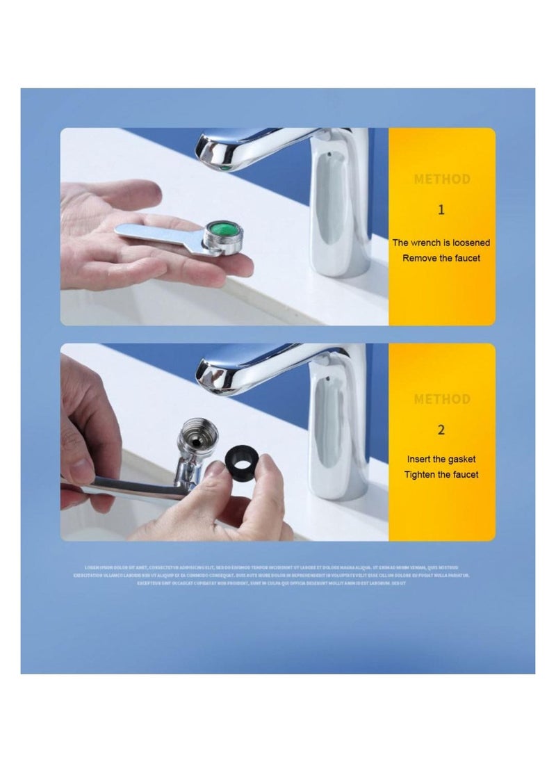 Generic - Universal 1080 Degree Rotating Faucet Extender Large Angle Adjustment Rotating Robotic Arm Water Nozzle Faucet Aerator Kitchen Tap Splash Filter Faucet Bubbler for Eyewash Gargle With 2 Water Outlet M - Image 1