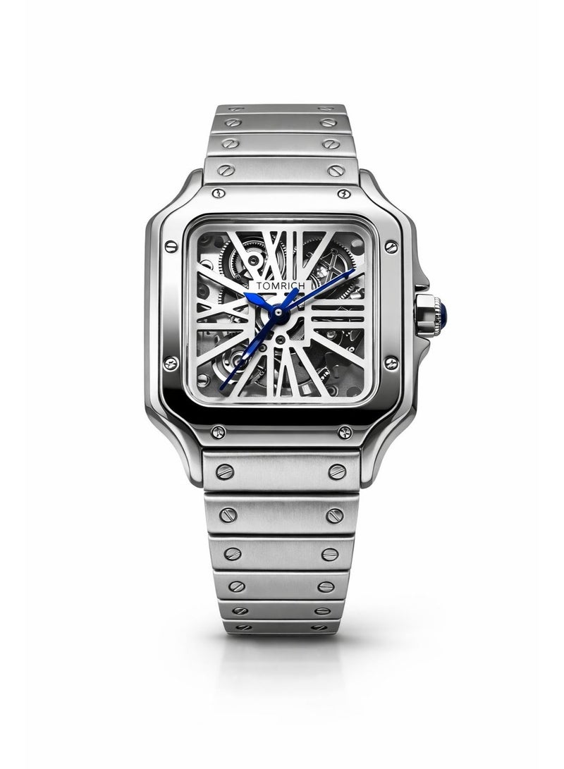 TOMRICH Royal Skeleton  Men’s Watch Stainless Steel Square Dial Luxury Mechanical Wrist Watch TR1005M Silver - Image 1