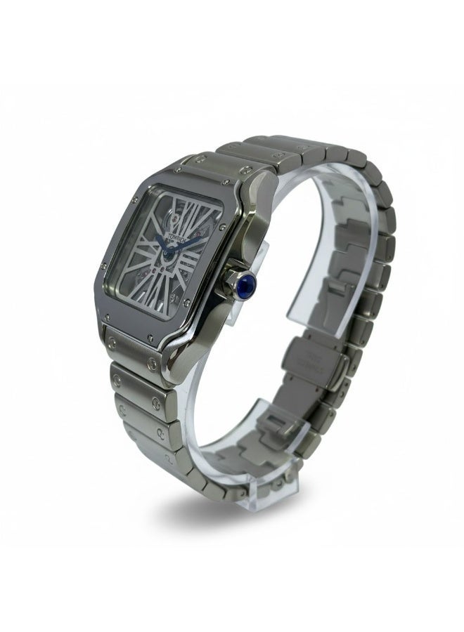 TOMRICH Royal Skeleton  Men’s Watch Stainless Steel Square Dial Luxury Mechanical Wrist Watch TR1005M Silver - Image 4