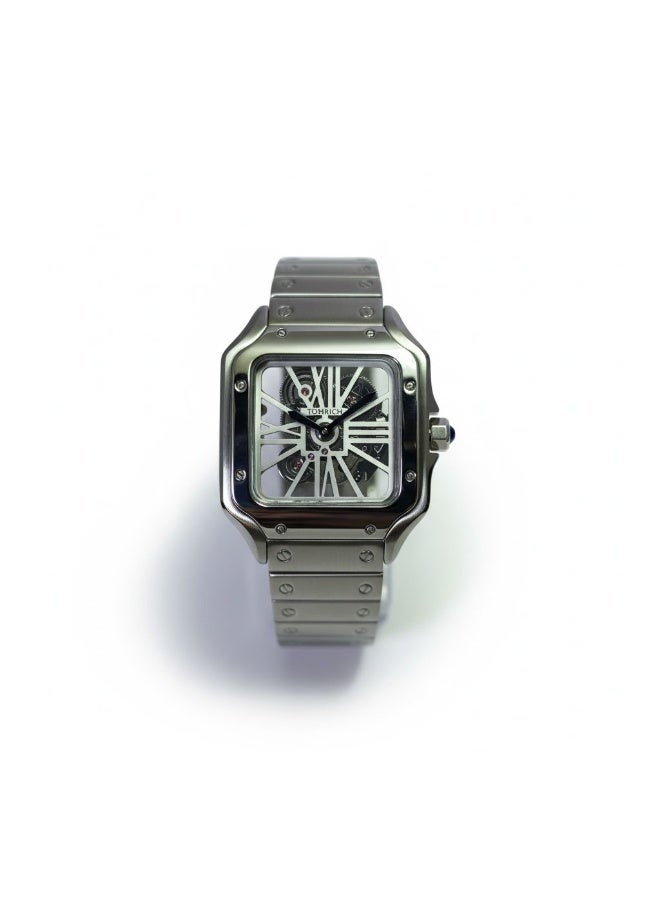 TOMRICH Royal Skeleton  Men’s Watch Stainless Steel Square Dial Luxury Mechanical Wrist Watch TR1005M Silver - Image 2