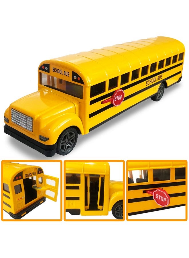 ArtCreativity Yellow School Bus Toy for Kids - 8.5 Inch Pull Back Car with Cool Opening Doors and Rubber Tires - Durable Diecast School Bus - Best Birthday Gift for Boys and Girls - Image 3