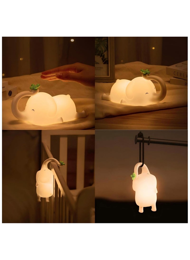 Silicone Elephant Night Light for Kids - 3-Level Dimmable & Rechargeable LED Lamp, Touch Control Soft Animal Light for Nursery, Baby Room Decor - Image 1