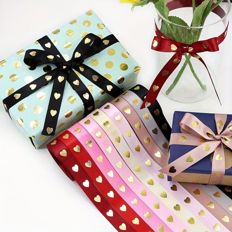 Beige 1 Yard Golden Heart Shaped Ribbon For Gift Wrapping Wedding Holiday Cake Decorations - Image 5
