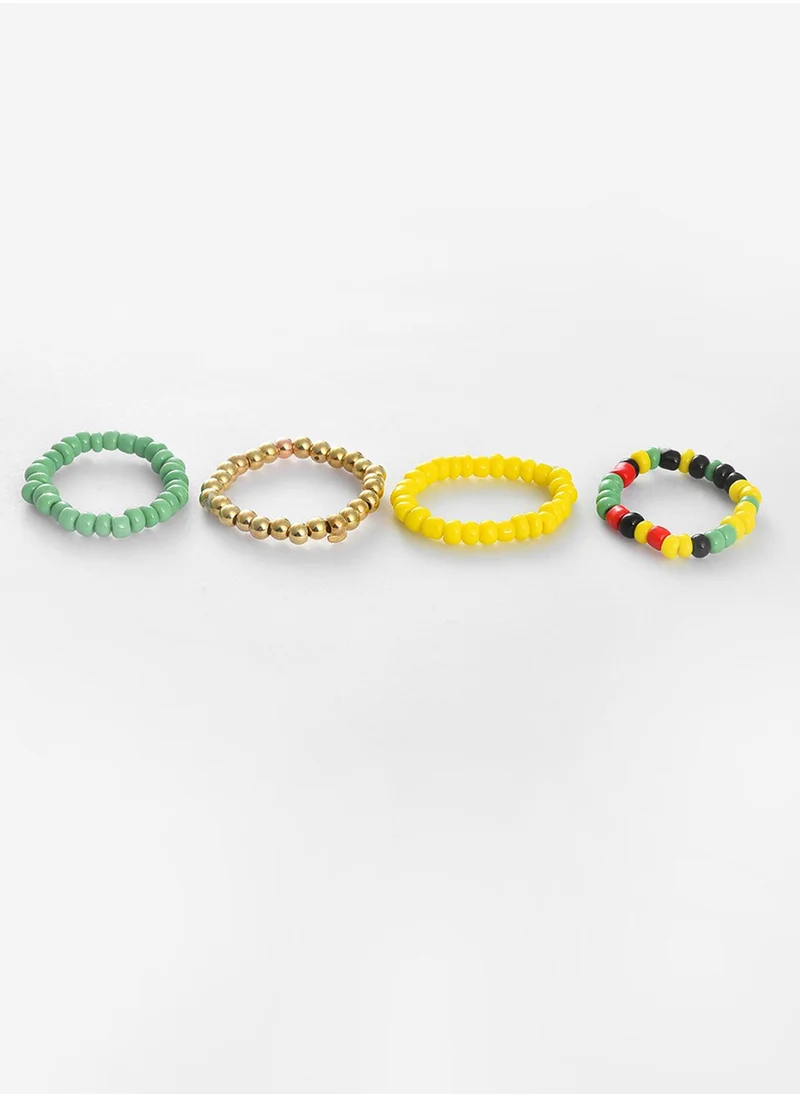 سوهي Set Of 8 Trendy Designer Beaded Rings