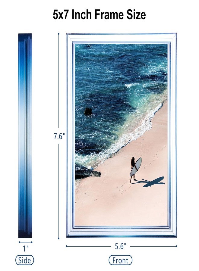 MFoffice Gradient 5x7 Acrylic Picture Frame - Fits 4x6 with Mat or 5x7 without Mat, with Tabletop Stand & Wall Mount for Home Office Decor, Blue, 1Pack - Image 2