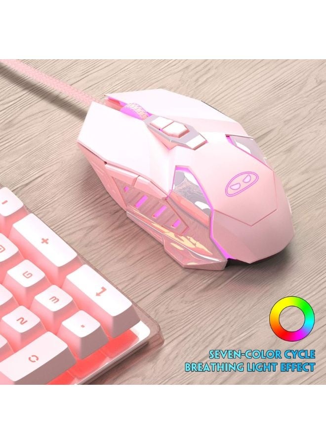 MageGee Gaming Mouse Wired G10, 7 Colors Breathing LED Backlit Pink Gaming Mouse, 6 Adjustable DPI (up to 3200 DPI), Ergonomic Optical Computer Mouse with 7 Buttons for Windows - Image 3