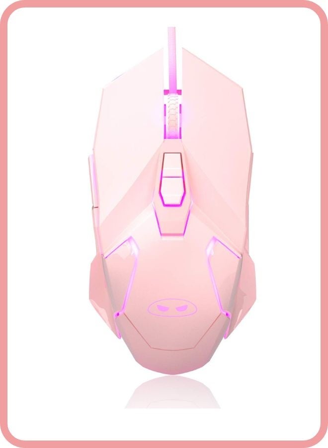 MageGee Gaming Mouse Wired G10, 7 Colors Breathing LED Backlit Pink Gaming Mouse, 6 Adjustable DPI (up to 3200 DPI), Ergonomic Optical Computer Mouse with 7 Buttons for Windows - Image 1