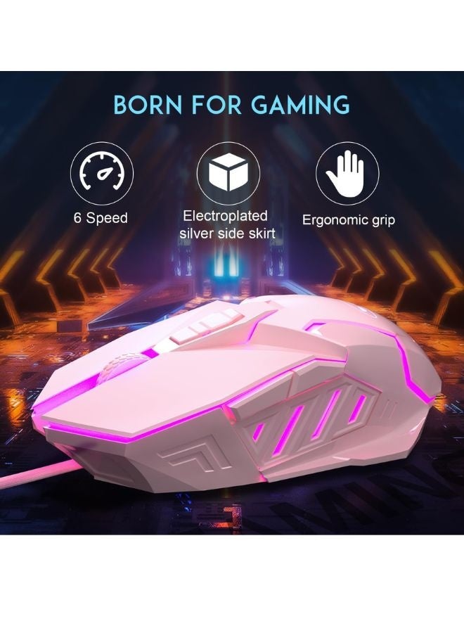 MageGee Gaming Mouse Wired G10, 7 Colors Breathing LED Backlit Pink Gaming Mouse, 6 Adjustable DPI (up to 3200 DPI), Ergonomic Optical Computer Mouse with 7 Buttons for Windows - Image 5