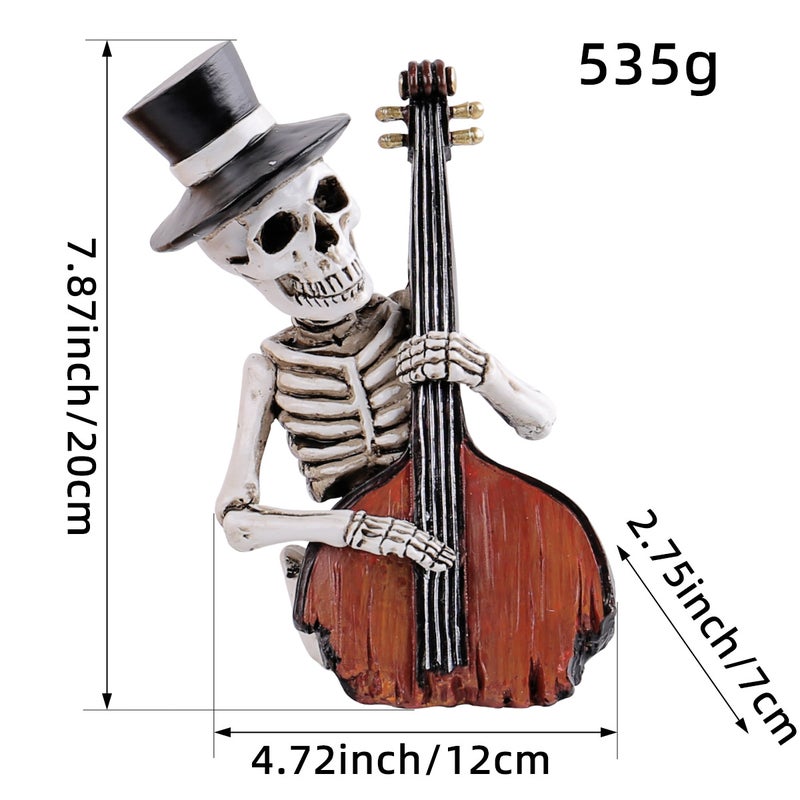 Halloween Cartoon Skeleton Decor Resin X3-17 holding guitar 