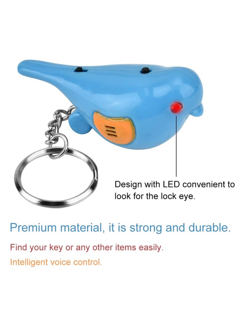 Anti-lost Key Device, Keys Finder, Bird LED Whistle Key Finder, Intelligent Voice Control Keychain (Blue)
