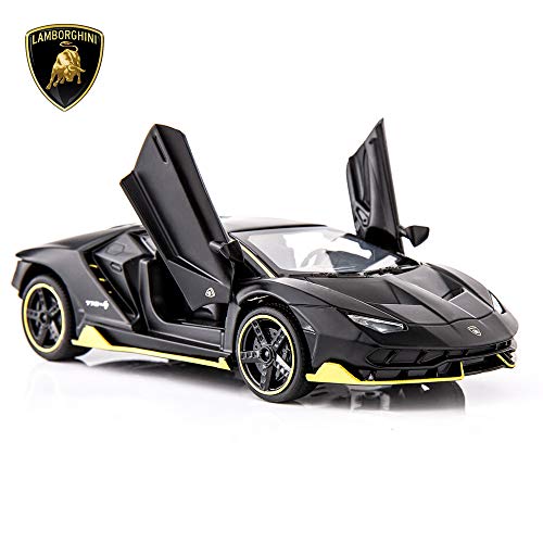 BDTCTK 132 Lambo LP770 Car Model Toy Child Sound and Light Pull Back Car Zinc Alloy Toys for Kids Boy Girl Gift Black - Image 1