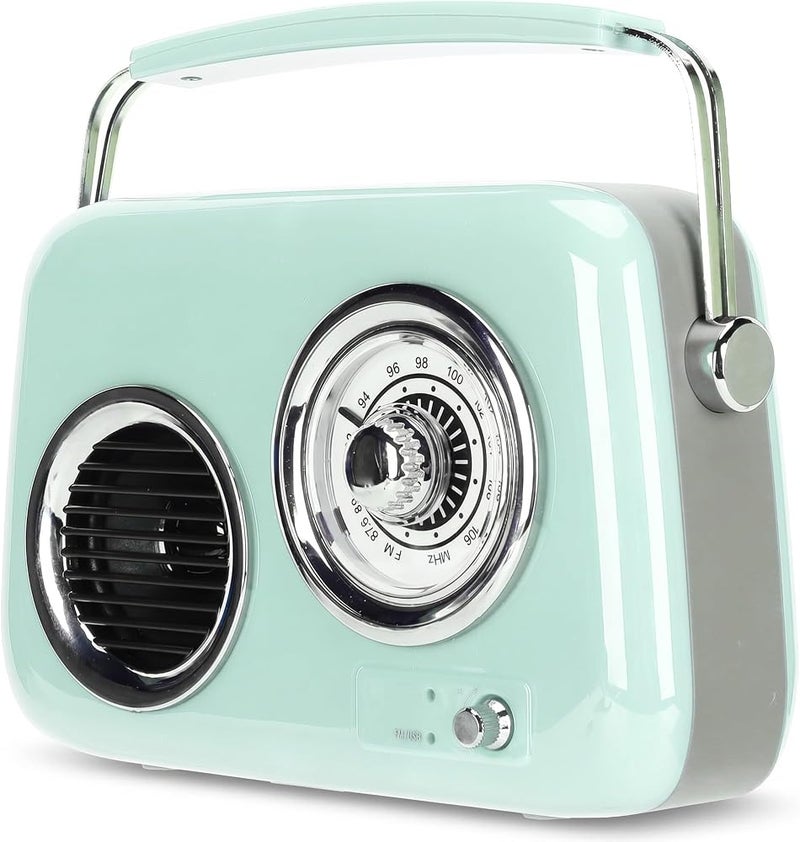 Bewinner Vintage Radio Speaker, Retro Speaker with FM Radio HiFi Stereo Sound for Home Outdoor Travel, 1500mAh Battery (Mint Green) - Image 1