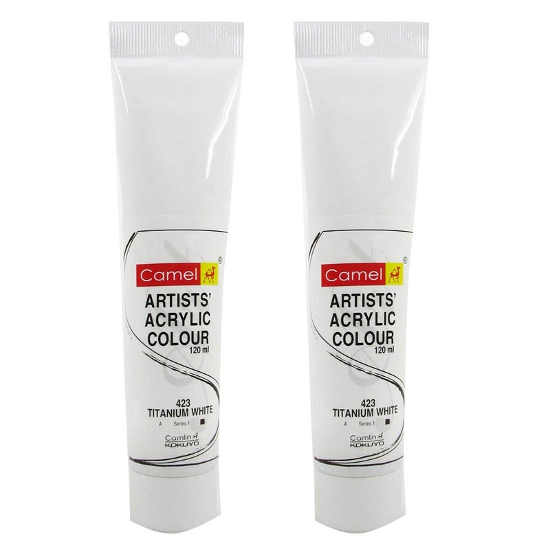Camlin 423 Acrylic Finish Colour Tubes, White 120ml - Image 2