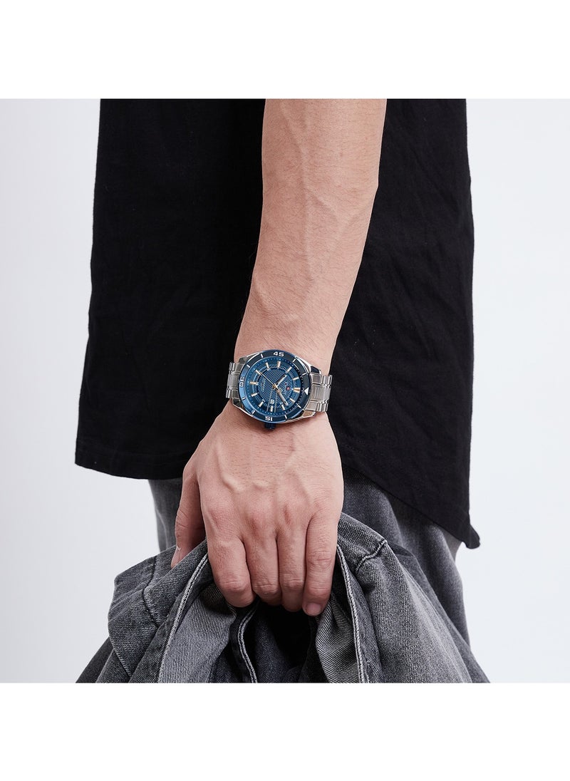 NAVIFORCE Men's Stainless Steel Watch Blue Dial Silver Bracelet Water Resistant  - Image 4