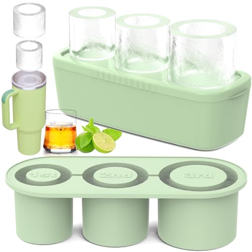 Ice Cube Tray for Tumbler Cup 30Oz40Oz 3 Pcs Silicone Cylinder Ice Mold with Lid and Bin for Freezer Easy Fill and Release Ice Maker for Whiskey Cocktail BPAFree