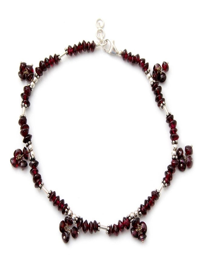 NOVICA Garnet .925 Sterling Silver Beaded Anklet 'Red Berries' - Image 1