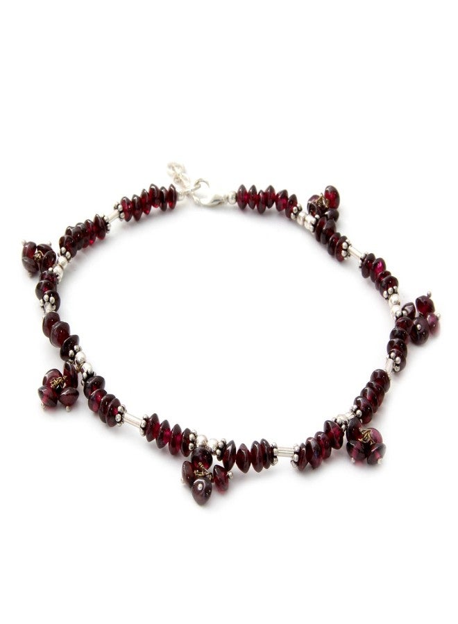NOVICA Garnet .925 Sterling Silver Beaded Anklet 'Red Berries' - Image 2