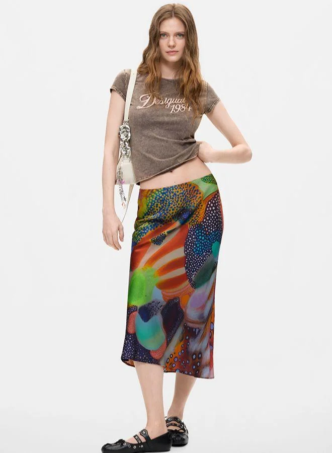 Printed midi skirt