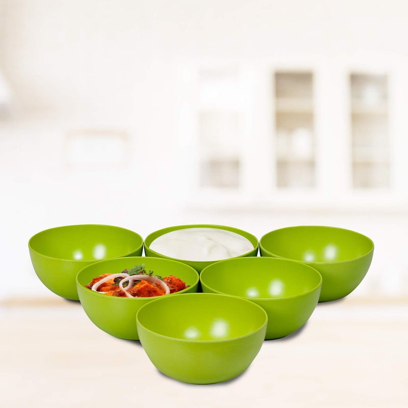 Decor Décor EcoLite Bamboo Dinner Set | Non Toxic Reusable Dinner Plates | 18 Piece Eco-Friendly Dinnerware Gift Set - 4 Large Plates, 4 Small Plates, 2 Large Bowls & 8 Small Bowls (Katoris), Lime - Image 3